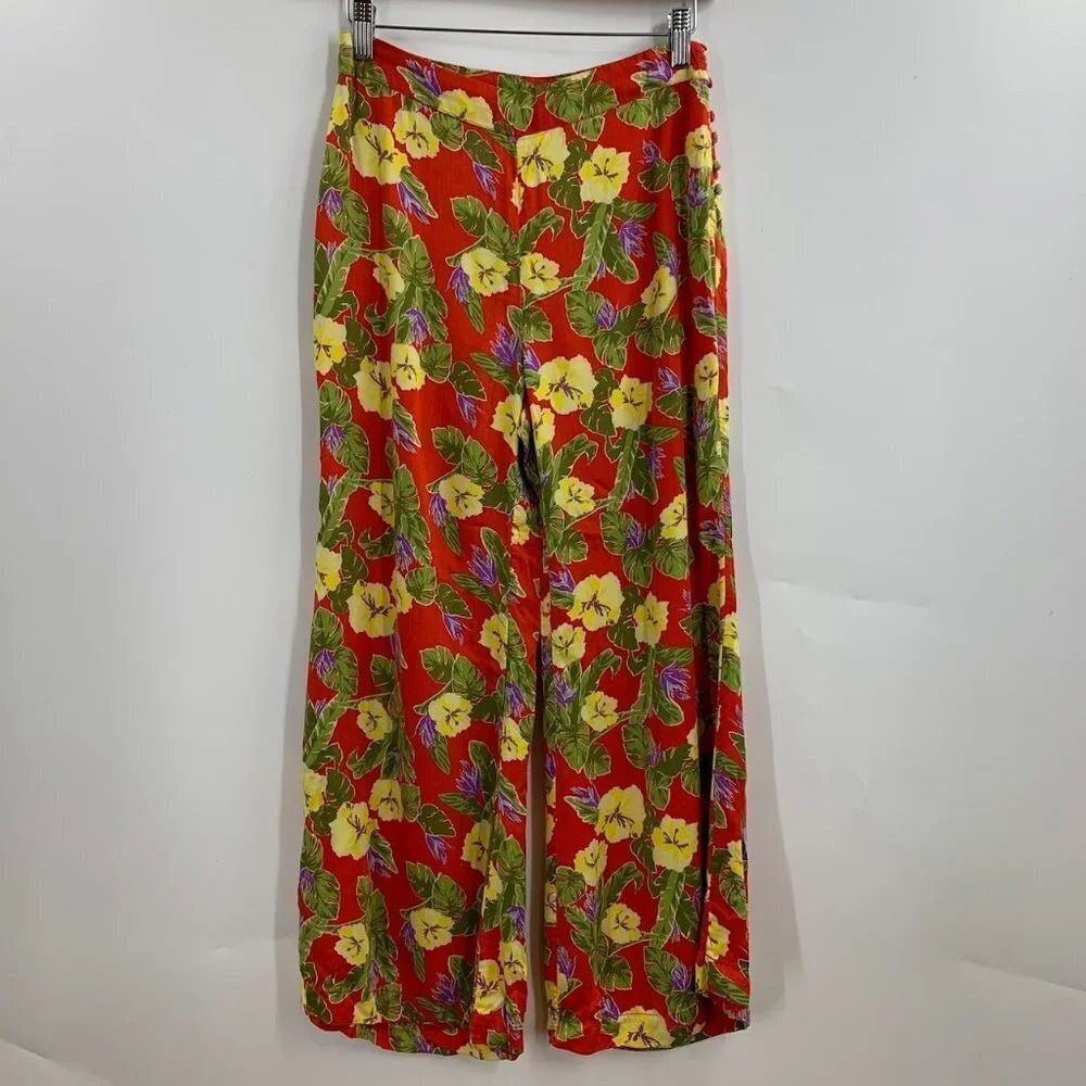 Urban‎ Outfitters Women's Leilani Multicolor Floral Kick Flare Pants Size 2